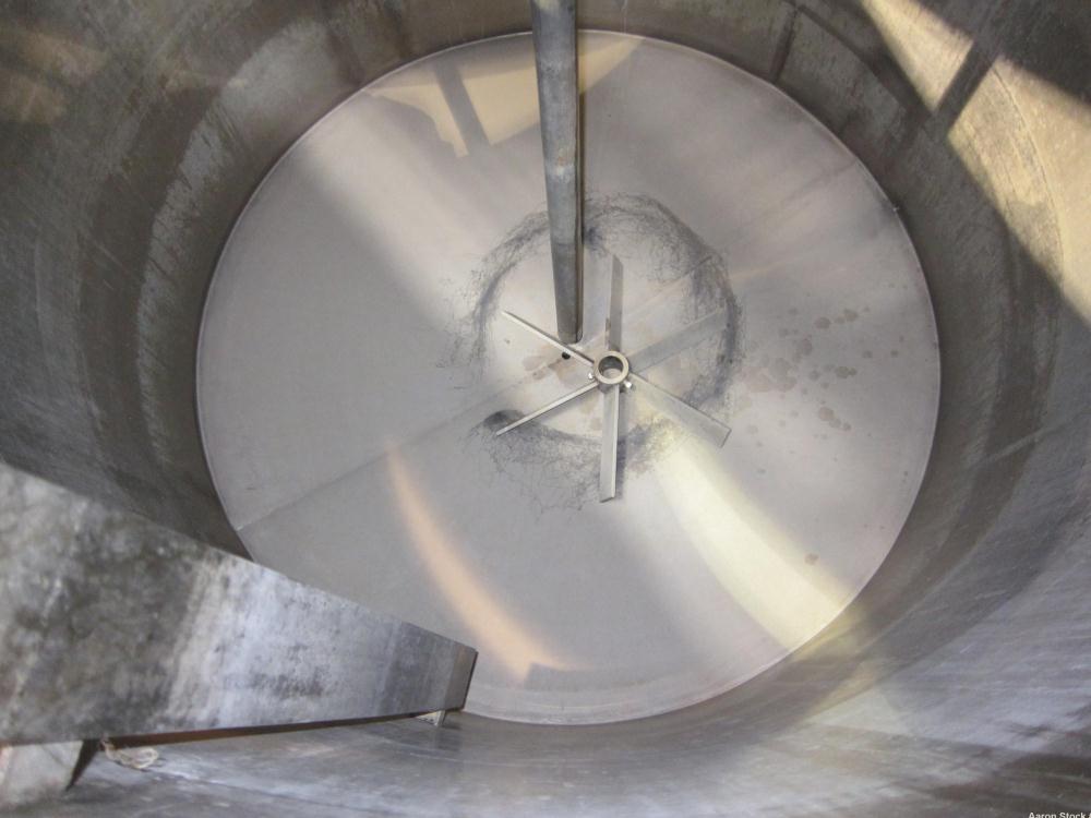 Used Tank, 1100 Gallon, 304 Stainless Steel, Vertical. Approximately 68” diameter x 70” straight side, flat top with (2) 1/3 hinged covers, coned bottom. Fixed stainless steel agitator bridge. Approx...