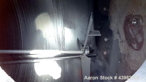 Used Tank, 4000 Gallon, 304 Stainless Steel, Vertical.  Approximately 82" diameter x 180" straight side, flat welded top, dished bottom.  Top mounted Eastern agitator, model APDS-3M. Approximately 2-...