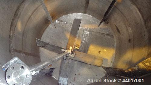 Used Tank, 2,000 Gallon, 304 Stainless Steel, Vertical. 84" Diameter x 72" straight side. Flat open top with (1) 1/3 hinged covers, coned section bottom with a slight dish. Top mounted carbon steel a...