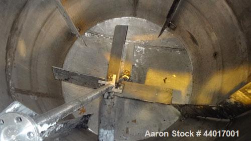Used Tank, 2,000 Gallon, 304 Stainless Steel, Vertical. 84" Diameter x 72" straight side. Flat open top with (1) 1/3 hinged covers, coned section bottom with a slight dish. Top mounted carbon steel a...