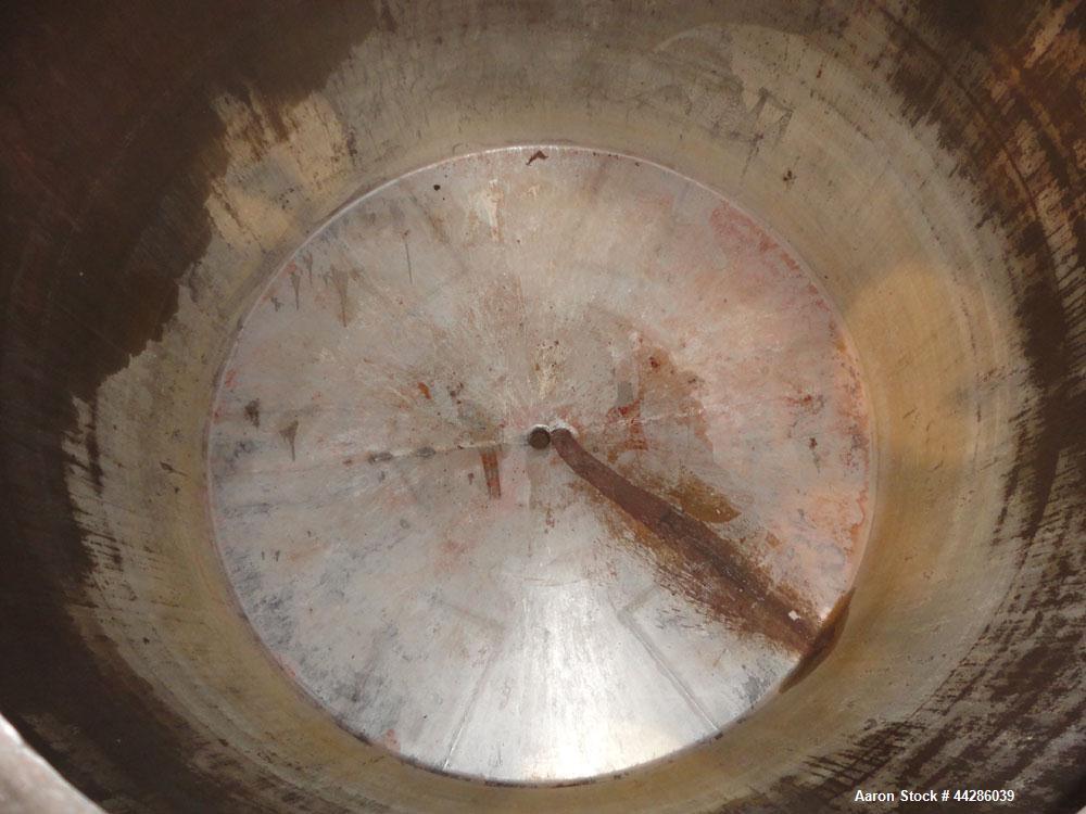 Used Tank, 2000 Gallon, 304 Stainless Steel, Vertical. 84" Diameter x 80" straight side. Dished top, coned bottom. Openings top 2”, 4”, 18” man way with cover, side 2”. 3" Center bottom outlet. Mount...