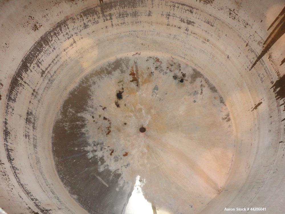 Used Tank, 2000 Gallon, 304 Stainless Steel, Vertical. 84" Diameter x 80" straight side. Dished top, coned bottom. Openings top (2) 2”, 4”, 18” man way with cover, side 2”. 3" Center bottom outlet. M...