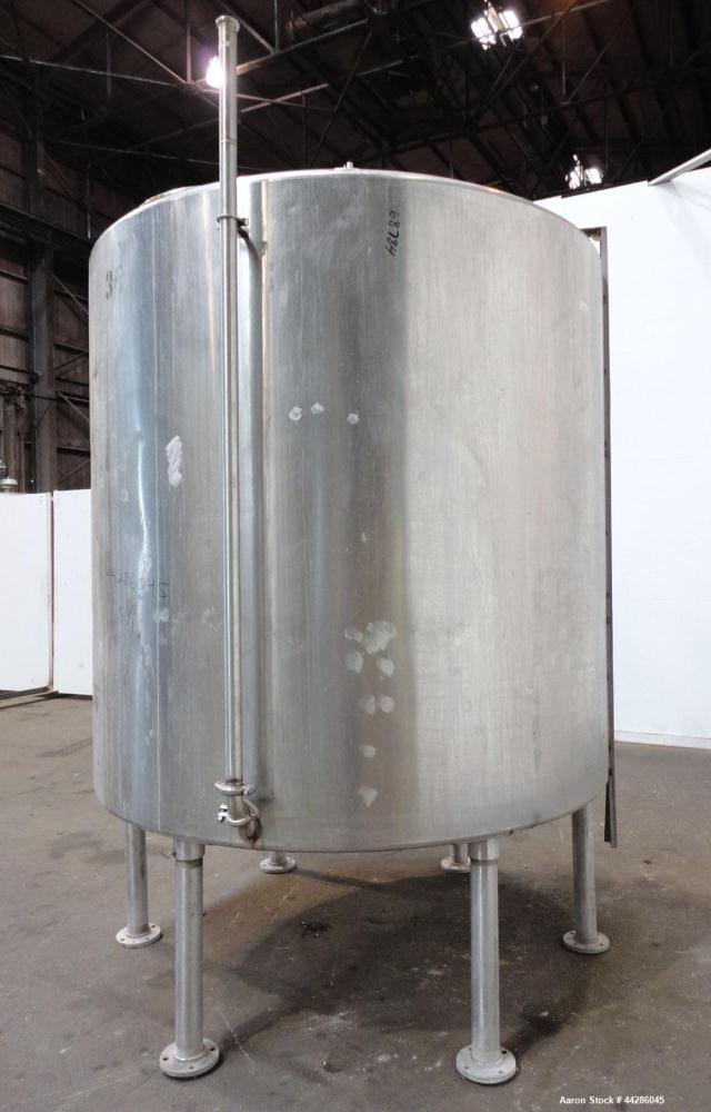 Used Tank, 2000 Gallon, 304 Stainless Steel, Vertical. 84" Diameter x 80" straight side. Dished top, coned bottom. Off center air operated Lightnin agitator, model XJAC-100, serial# 95/E49459-02. 1-1...