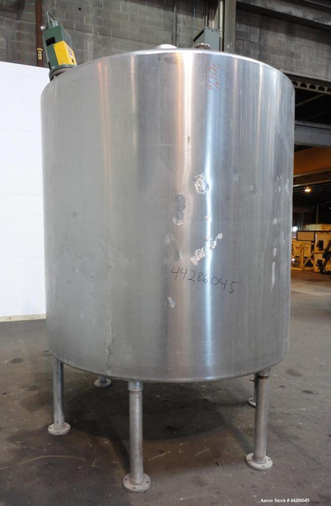 Used Tank, 2000 Gallon, 304 Stainless Steel, Vertical. 84" Diameter x 80" straight side. Dished top, coned bottom. Off center air operated Lightnin agitator, model XJAC-100, serial# 95/E49459-02. 1-1...