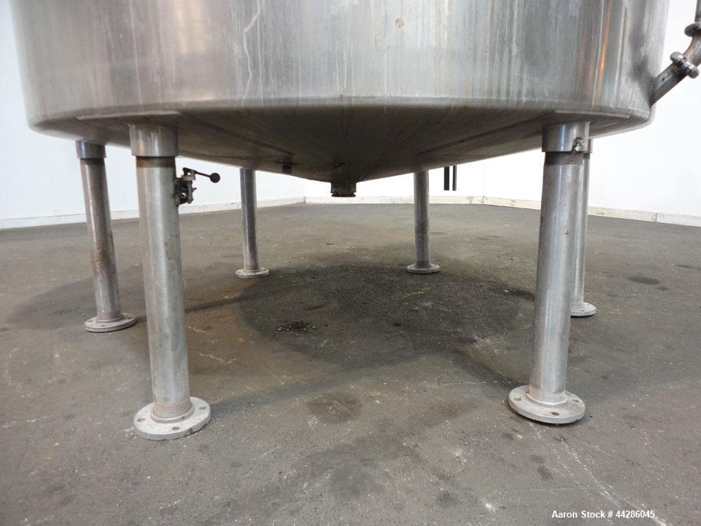 Used Tank, 2000 Gallon, 304 Stainless Steel, Vertical. 84" Diameter x 80" straight side. Dished top, coned bottom. Off center air operated Lightnin agitator, model XJAC-100, serial# 95/E49459-02. 1-1...