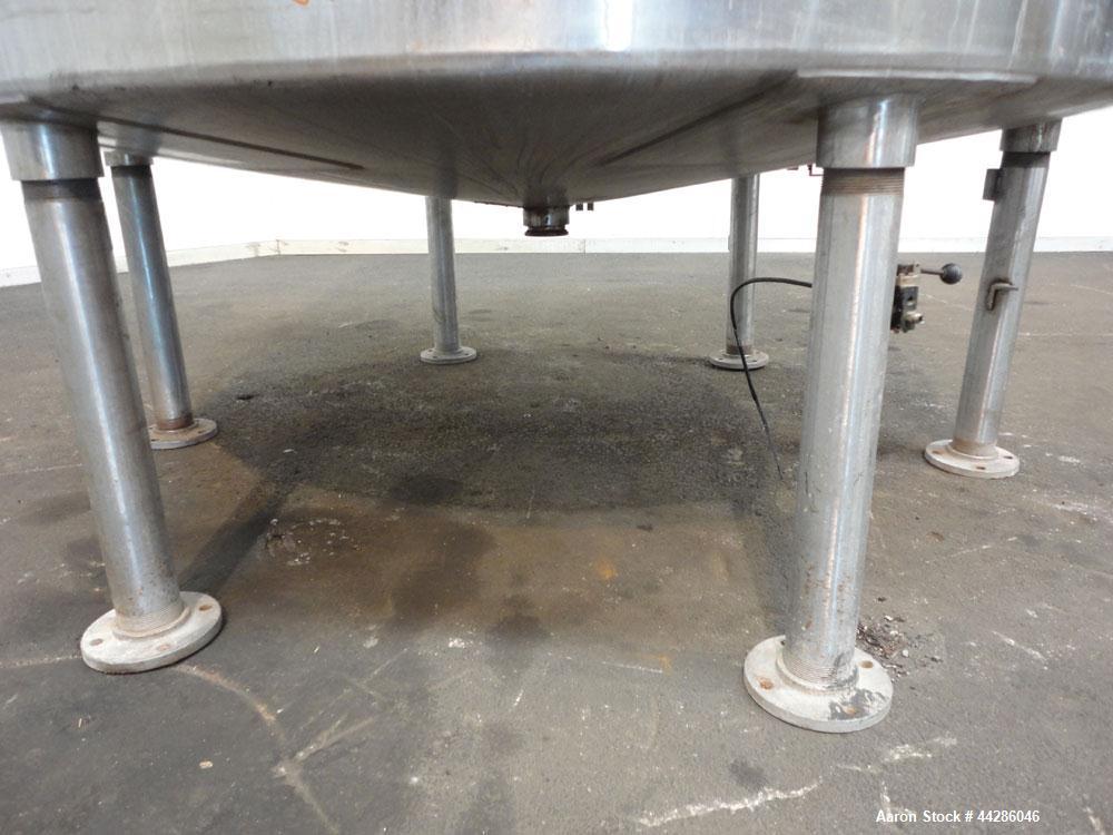 Used- Tank, 2000 Gallon, 304 Stainless Steel, Vertical. 84" Diameter x 80" straight side. Dished top, coned bottom. Off cent...