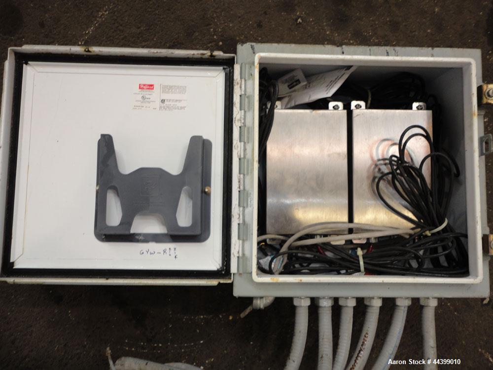 Used Tank, 3400 Gallon, 304 Stainless Steel, Vertical. Approximate 84” diameter x 143” straight side, flat top with 1/3 hinged cover, sloped bottom. Fixed carbon steel agitator bridge with a top ente...