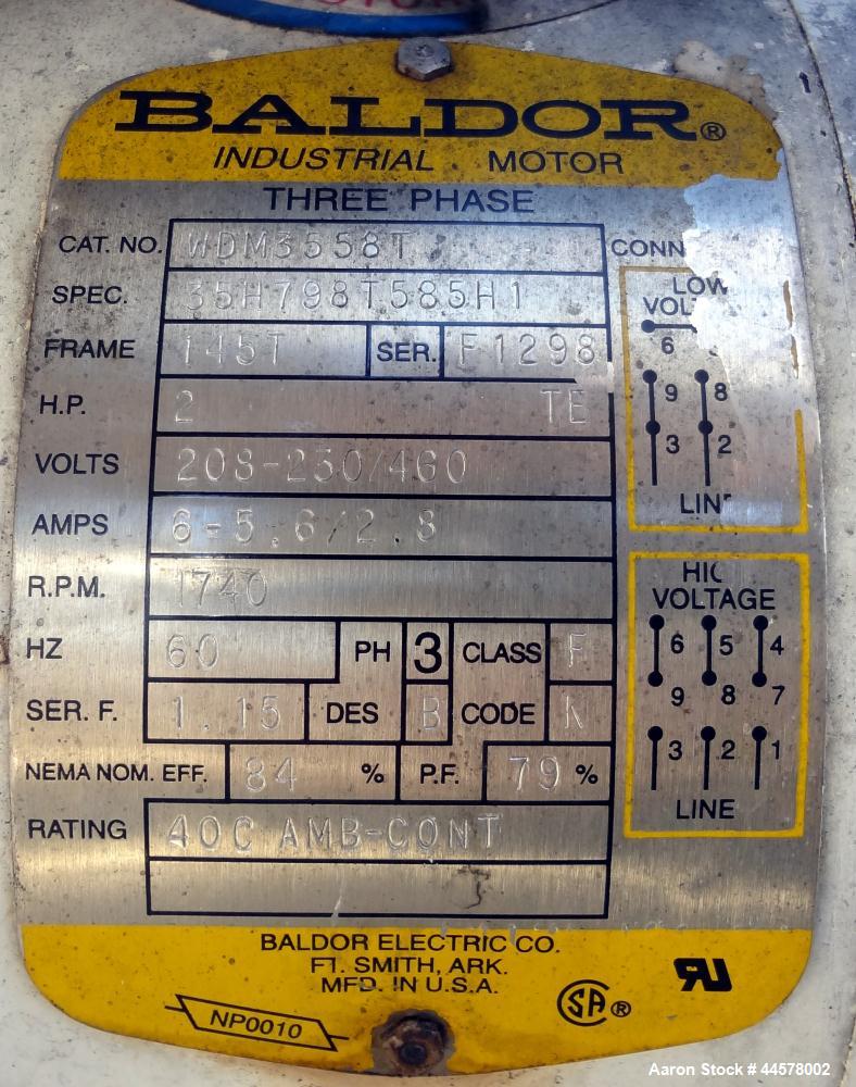 Used Tank, 1000 Gallon, 304 Stainless Steel, Vertical. 60” Diameter x 82” straight side, flat welded top, sloped bottom. Side Bottom entering agitator with a 3 blade prop, driven by a 2hp, 3/60/208-2...