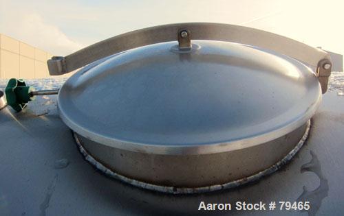 Used Tank, 4,000 Gallon, 316 Stainless Steel, Horizontal. 96" Diameter x 120" straight side, slightly coned ends. Openings: top (3) 1-3/4"sanitary fittings, (1) 2-1/2" sanitary fitting, (1) 4", 19" m...