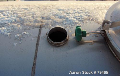Used Tank, 4,000 Gallon, 316 Stainless Steel, Horizontal. 96" Diameter x 120" straight side, slightly coned ends. Openings: top (3) 1-3/4"sanitary fittings, (1) 2-1/2" sanitary fitting, (1) 4", 19" m...