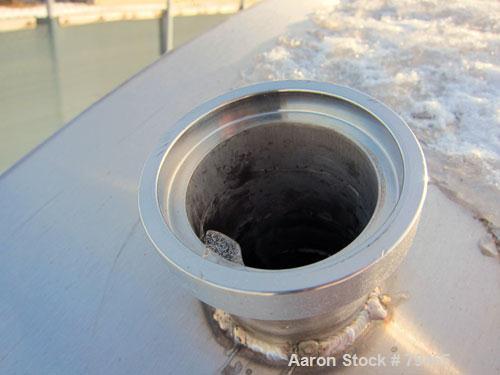 Used Tank, 4,000 Gallon, 316 Stainless Steel, Horizontal. 96" Diameter x 120" straight side, slightly coned ends. Openings: top (3) 1-3/4"sanitary fittings, (1) 2-1/2" sanitary fitting, (1) 4", 19" m...
