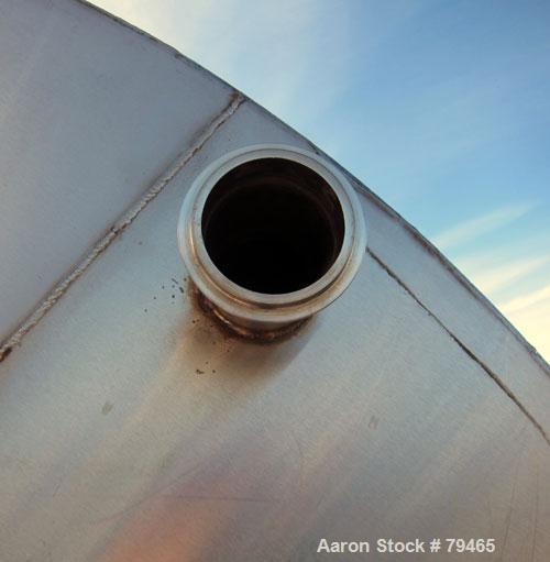 Used Tank, 4,000 Gallon, 316 Stainless Steel, Horizontal. 96" Diameter x 120" straight side, slightly coned ends. Openings: top (3) 1-3/4"sanitary fittings, (1) 2-1/2" sanitary fitting, (1) 4", 19" m...