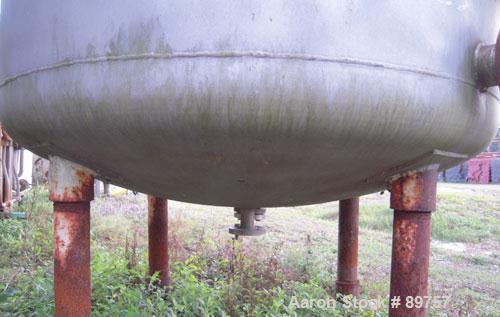 Used Tank, 1000 Gallon, stainless steel, vertical. Approximately 54" diameter x 76" straight side. Dish top and bottom. Openings: top 18" manway with bolt-on cover, (2) 2", 1", 3"; 2" center bottom o...