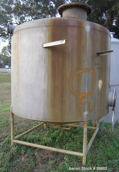 Used- Tank, 1,500 Gallon, stainless steel, vertical. 84" diameter x 60" straight side. Dish top, cone bottom. Openings:  top...