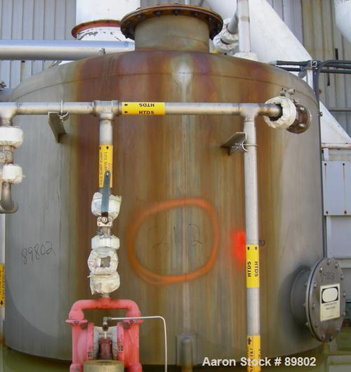 Used Tank, 1,500 Gallon, stainless steel, vertical. 84" diameter x 60" straight side. Dish top, cone bottom. Openings:  top 6", (3) 1-1/2" NPT, 3", 2", 6", 20" manway with cover; side 12" manway with...
