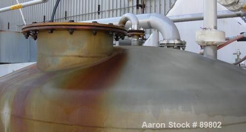 Used Tank, 1,500 Gallon, stainless steel, vertical. 84" diameter x 60" straight side. Dish top, cone bottom. Openings:  top 6", (3) 1-1/2" NPT, 3", 2", 6", 20" manway with cover; side 12" manway with...