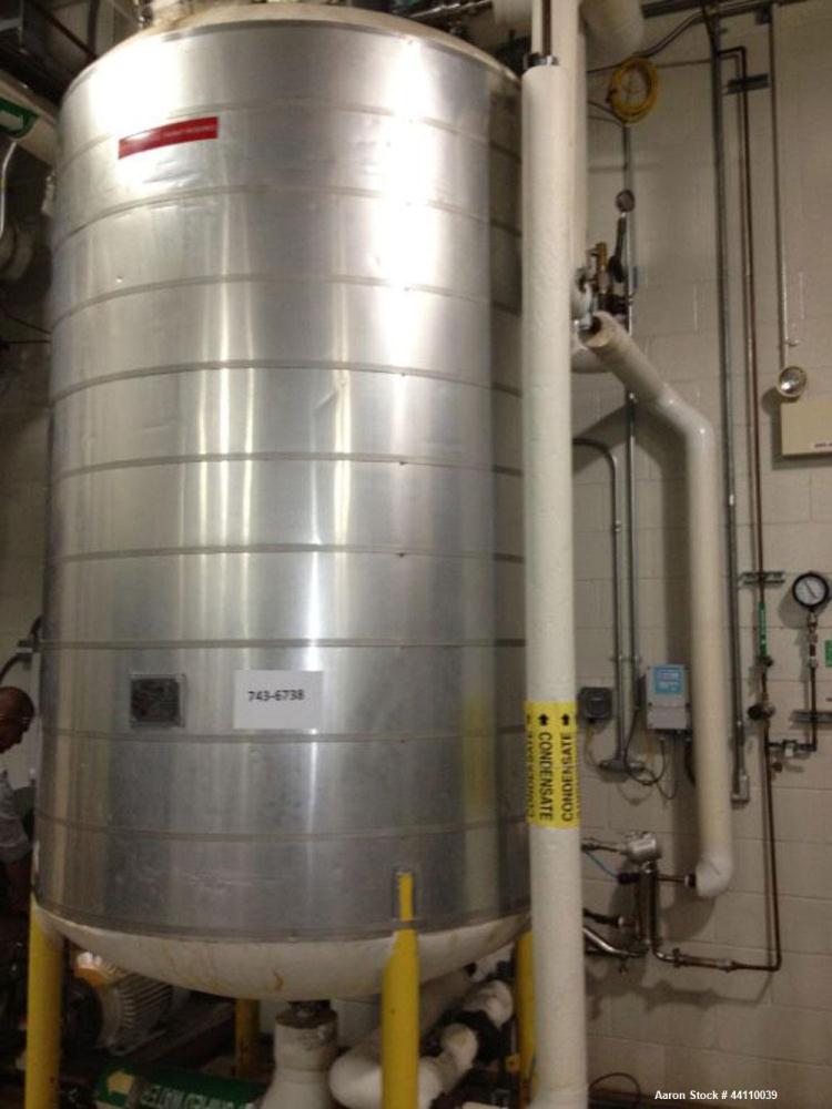 Used Northland Stainless Pressure Tank, 1000 Gallon, 316L Stainless Steel, Vertical. Internal rated for 15 psi & Full Vacuum at 300 degrees F.  Welded dish heads, mounted on (4) legs. Serial # 991178...