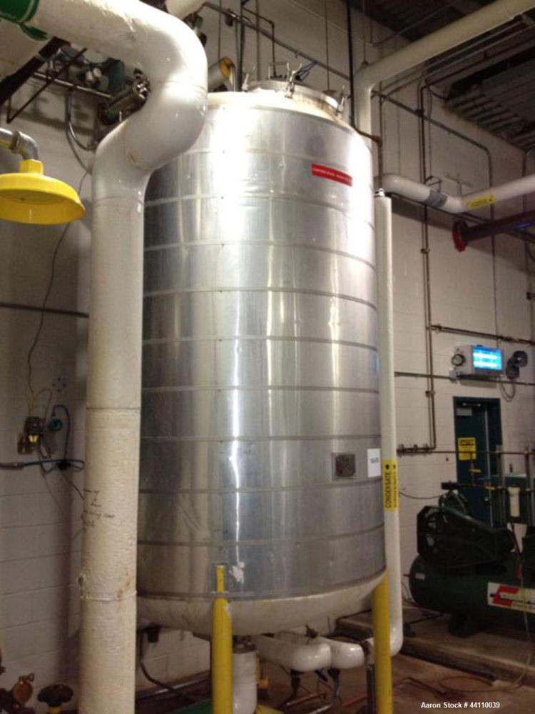 Used Northland Stainless Pressure Tank, 1000 Gallon, 316L Stainless Steel, Vertical. Internal rated for 15 psi & Full Vacuum at 300 degrees F.  Welded dish heads, mounted on (4) legs. Serial # 991178...