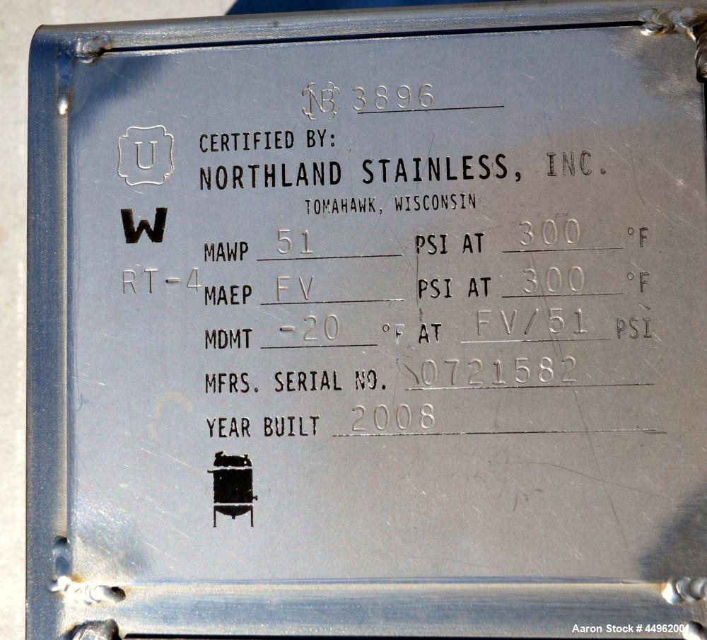 3940 Gallons Stainless Steel Northland Stainless Pressure Tank
