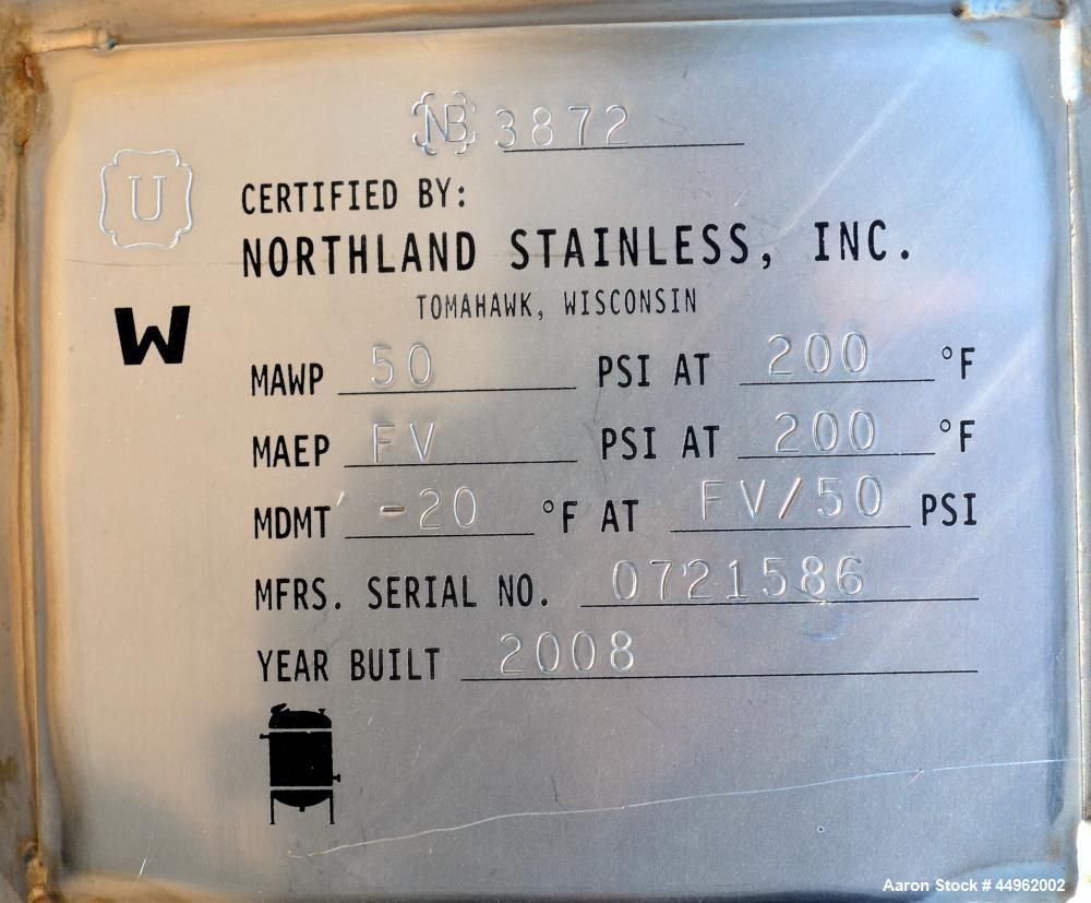 2280 Gallons Stainless Steel Northland Stainless Pressure Tank 