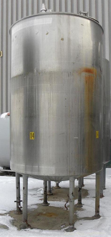 Used Norwalk Tank, 2000 Gallon, 316 Stainless Steel, Vertical. 76" diameter x 106" straight side, 304 stainless steel dished top, 316 dished bottom. Off center top entering angled Lightnin manual var...