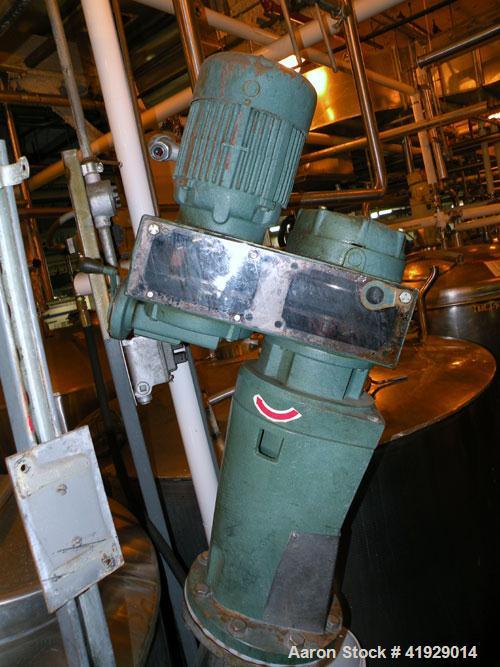 Used Norwalk Tank, 2000 Gallon,  stainless steel, vertical. 76" diameter x 106" straight side, dished top and bottom. Top side wall entering angled Lightnin manual variable speed agitator, model N33G...