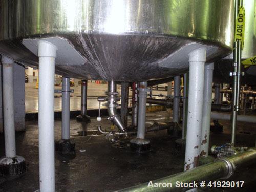Used Norwalk Tank, 2000 Gallon,  stainless steel, vertical. 76" diameter x 106" straight side, dished top and bottom. Off center top entering angled Lightnin agitator, model N33G-300. 1-1/2" diameter...