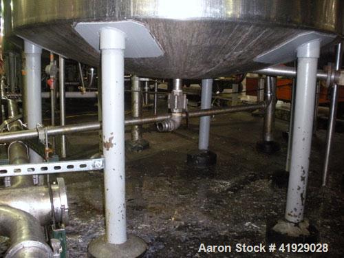 Used Norwalk Tank, 2000 Gallon,  stainless steel, vertical. 76" diameter x 106" straight side, open top with a 1/2 hinged cover, dish bottom. Top side wall entering angled Lightnin agitator, model N3...