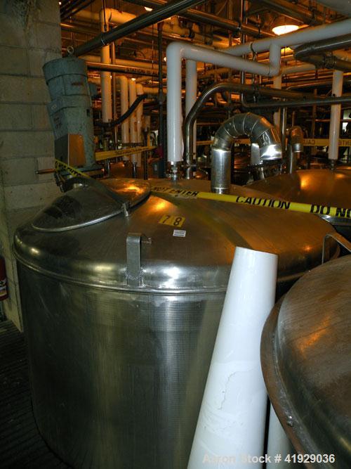 Used Norwalk Tank, 2000 Gallon,  Stainless Steel, Vertical. 76" diameter x 106" straight side, dished top and bottom. Off center top entering Lightnin agitator, model N33G-300. Driven by a 3hp, 3/60/...