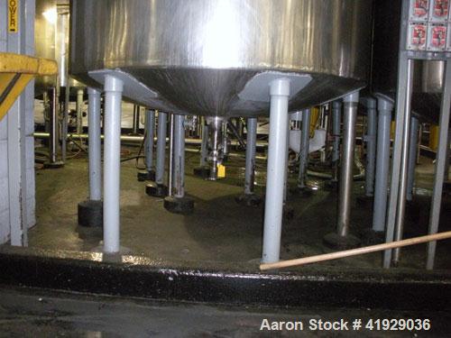 Used Norwalk Tank, 2000 Gallon,  Stainless Steel, Vertical. 76" diameter x 106" straight side, dished top and bottom. Off center top entering Lightnin agitator, model N33G-300. Driven by a 3hp, 3/60/...