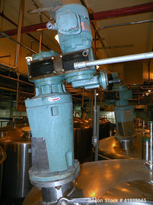 Used Norwalk Tank, 2000 Gallon,  stainless steel, vertical. 76" diameter x 106" straight side, dished top and bottom. Off center top entering angled Lightnin manual variable speed agitator, model N33...