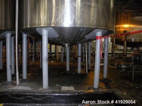 Used Norwalk Tank, 2000 Gallon, stainless steel, vertical. 76" Diameter x 106" straight side, dished top and bottom. Openings: top 3", 4", 4" tri-clamp, 4" vent, (2) 18" manway with cover; approximat...