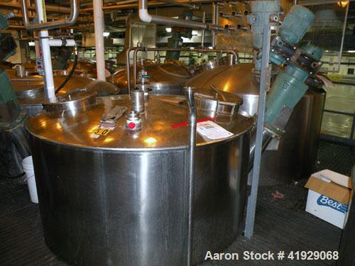 Used Norwalk Tank, 2000 Gallon,  stainless steel, vertical. 76" diameter x 106" straight side, dished top and bottom. Top side wall entering angled Lightnin manual variable speed agitator, model N33G...