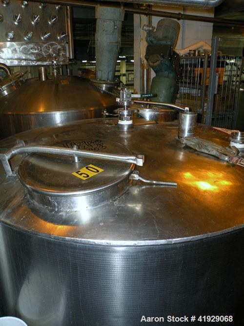 Used Norwalk Tank, 2000 Gallon,  stainless steel, vertical. 76" diameter x 106" straight side, dished top and bottom. Top side wall entering angled Lightnin manual variable speed agitator, model N33G...