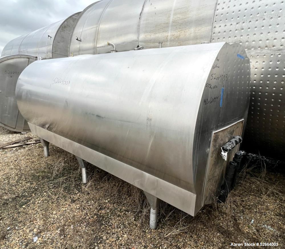 Horizontal Stainless Steel 1,250 Gallon Milk Tank