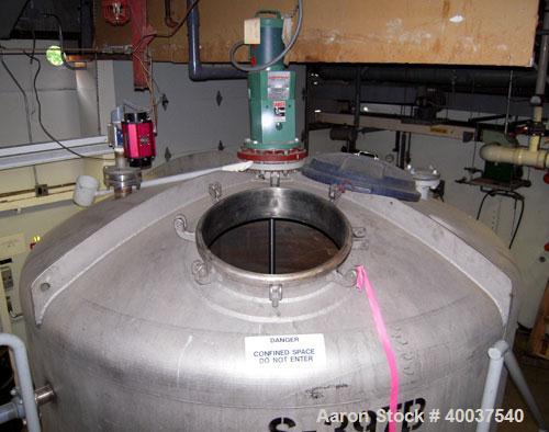Used- Mueller tank, 2200 gallon, stainless steel, vertical. Approximately 96" diameter x 63" straight side, dished top and b...