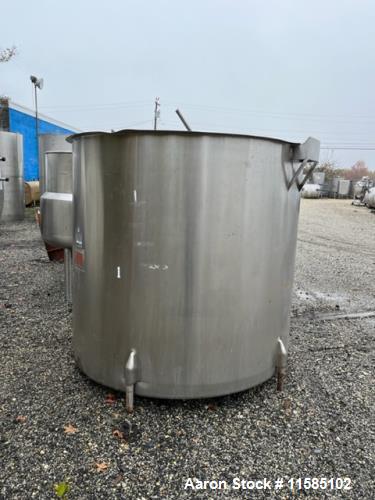 Used-Approximately 1300 Gallon Perma-San Vertical Stainless Steel Sanitary Tank