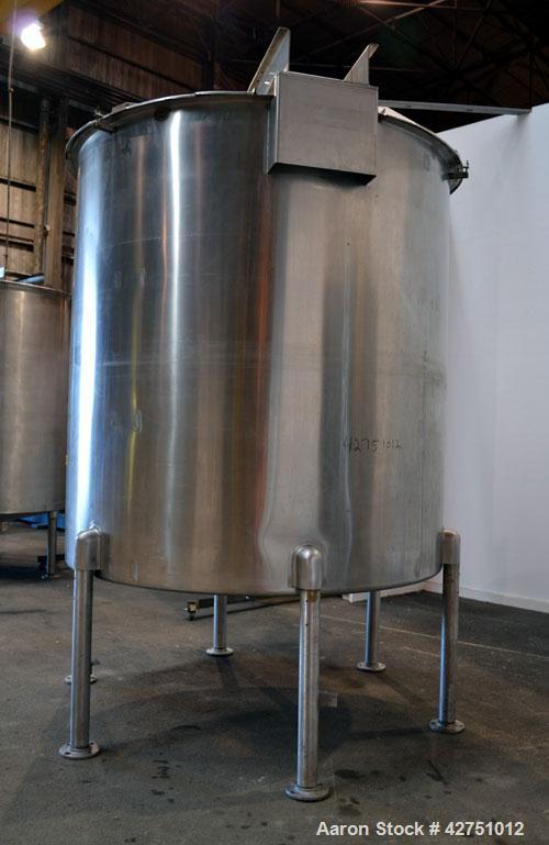 Used Perma-San Tank, 2000 Gallon, Model 2000 OVC, 304 Stainless Steel, Vertical. 84" Diameter x 86" straight side. Open top with (2) 1/3 hinged covers, coned bottom. Bolt on stainless steel agitator ...