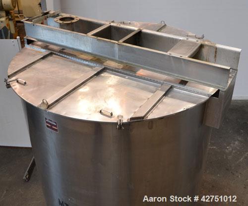 Used Perma-San Tank, 2000 Gallon, Model 2000 OVC, 304 Stainless Steel, Vertical. 84" Diameter x 86" straight side. Open top with (2) 1/3 hinged covers, coned bottom. Bolt on stainless steel agitator ...