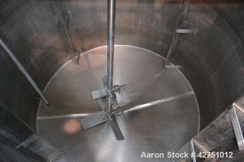 Used Perma-San Tank, 2000 Gallon, Model 2000 OVC, 304 Stainless Steel, Vertical. 84" Diameter x 86" straight side. Open top with (2) 1/3 hinged covers, coned bottom. Bolt on stainless steel agitator ...
