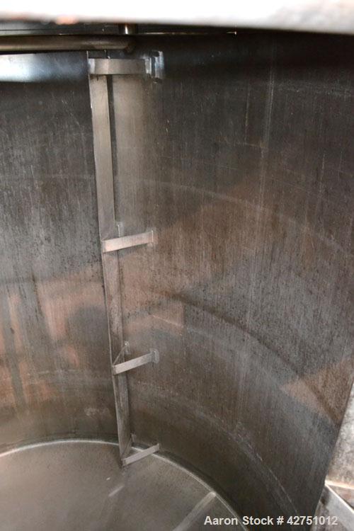 Used Perma-San Tank, 2000 Gallon, Model 2000 OVC, 304 Stainless Steel, Vertical. 84" Diameter x 86" straight side. Open top with (2) 1/3 hinged covers, coned bottom. Bolt on stainless steel agitator ...