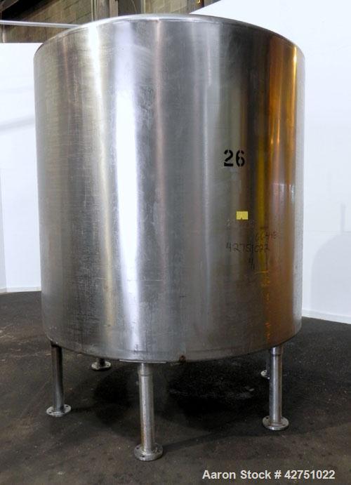 Used Perma-San Tank, 2000 Gallon, Model CVC, 304 Stainless Steel Vertical. 84" Diameter x 80" straight side. Dished top, coned bottom. Openings top 2", 4", 18" man way with cover, side 2". 3" Tri-cla...