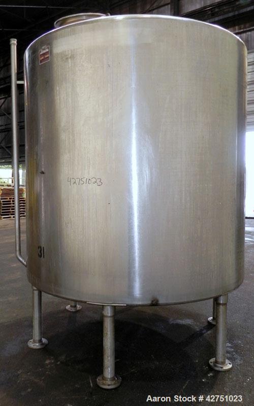 Used Perma-San Tank, 2000 Gallon, Model CVC, 304 Stainless Steel Vertical. 84" Diameter x 80" straight side. Dished top, coned bottom. Openings top 2", 4", 18" man way with cover, side 2". 3" Tri-cla...