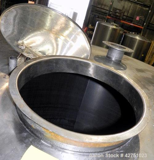 Used Perma-San Tank, 2000 Gallon, Model CVC, 304 Stainless Steel Vertical. 84" Diameter x 80" straight side. Dished top, coned bottom. Openings top 2", 4", 18" man way with cover, side 2". 3" Tri-cla...