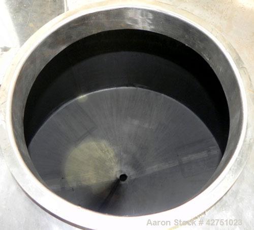 Used Perma-San Tank, 2000 Gallon, Model CVC, 304 Stainless Steel Vertical. 84" Diameter x 80" straight side. Dished top, coned bottom. Openings top 2", 4", 18" man way with cover, side 2". 3" Tri-cla...