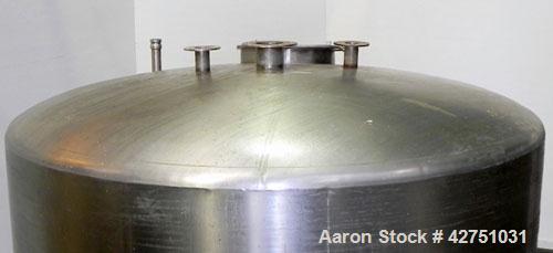 Used Perma-San Tank, 2000 Gallon, Model CVC, 304 Stainless Steel Vertical. 84" Diameter x 80" straight side. Dished top, coned bottom. Openings top (2) 2", 4", 18" man way with cover, side 2". 3" Tri...