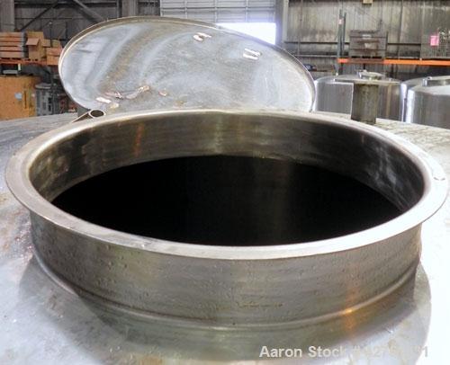 Used Perma-San Tank, 2000 Gallon, Model CVC, 304 Stainless Steel Vertical. 84" Diameter x 80" straight side. Dished top, coned bottom. Openings top (2) 2", 4", 18" man way with cover, side 2". 3" Tri...