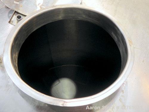Used Perma-San Tank, 2000 Gallon, Model CVC, 304 Stainless Steel Vertical. 84" Diameter x 80" straight side. Dished top, coned bottom. Openings top (2) 2", 4", 18" man way with cover, side 2". 3" Tri...
