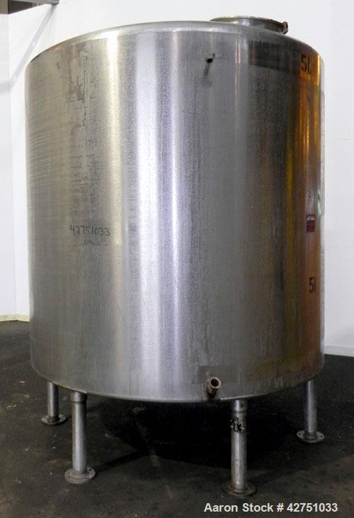 Used Perma-San Tank, 2000 Gallon, Model CVC, 304 Stainless Steel Vertical. 84" Diameter x 80" straight side. Dished top, coned bottom. Openings top (2) 2", 4", 18" man way with cover, side 2". 3" Tri...
