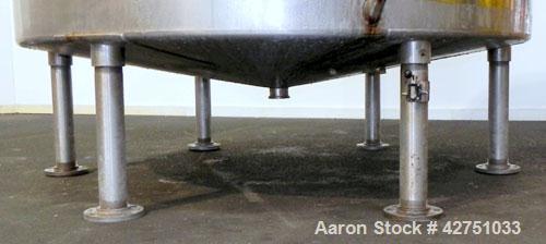 Used Perma-San Tank, 2000 Gallon, Model CVC, 304 Stainless Steel Vertical. 84" Diameter x 80" straight side. Dished top, coned bottom. Openings top (2) 2", 4", 18" man way with cover, side 2". 3" Tri...